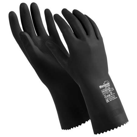 (SAM) Перчатки латексные MANIPULA "КЩС-2", ультратонкие, размер 9-9,5 (L), черные, L-U-032/CG-943