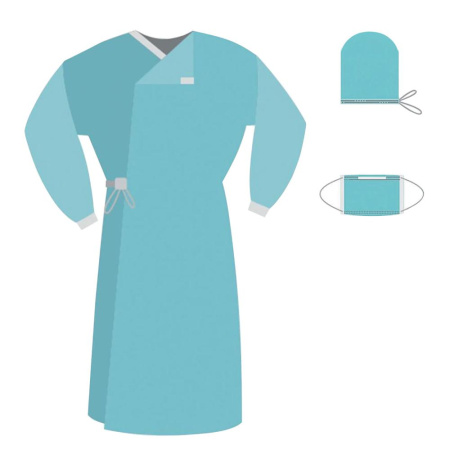 (SAM) Комплект одноразовой одежды для хирурга КХ-04 стерильный 3 предмета, ГЕКСА