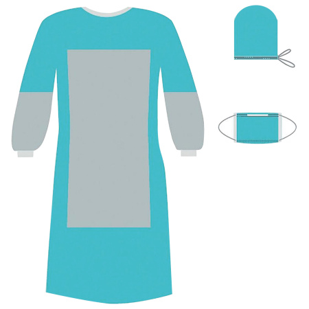 (SAM) Комплект одноразовой одежды для хирурга КХ-03, с усиленной защитой, стерильный, 3 предмета, ГЕКСА