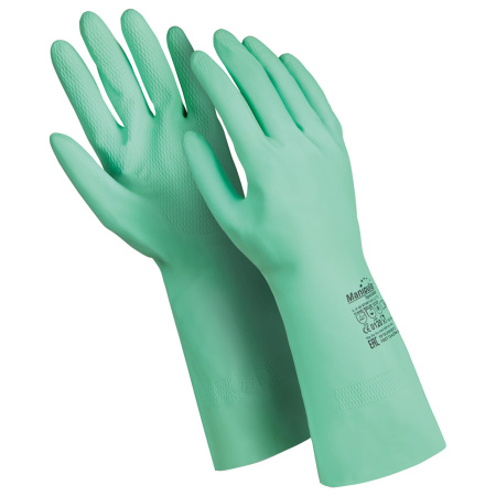 (SAM) Перчатки латексные MANIPULA "Контакт", хлопчатобумажное напыление, размер 9-9,5 (L), зеленые, L-F-02