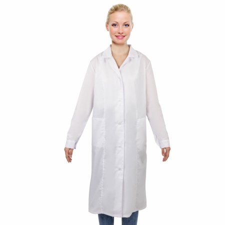 (SAM) Халат медицинский женский белый, тиси, размер 48-50, рост 158-164, плотность ткани 120 г/м2, 610733