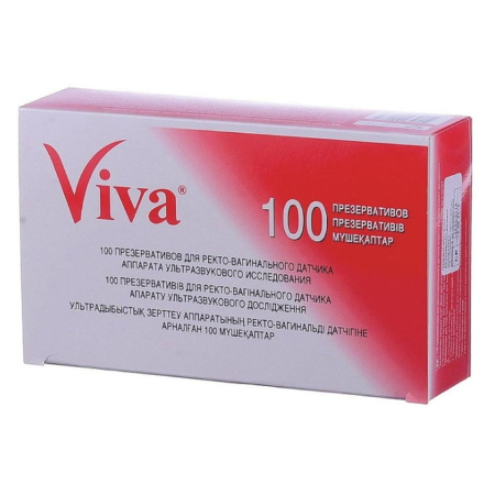 (SAM) Презервативы для УЗИ VIVA, комплект 100 шт., без накопителя, гладкие, без смазки, 210х28 мм, 108020021