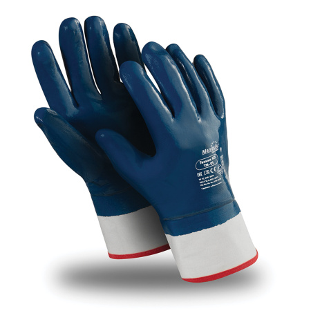 (SAM) Перчатки хлопковые MANIPULA ТЕХНИК КП, нитриловое покрытие (облив) р-р 10 (XL), синие, TN-01/MG-224