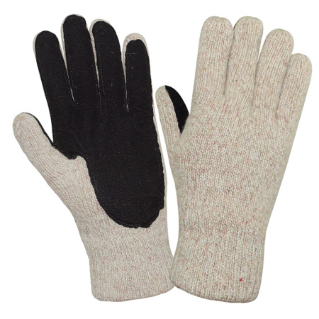 (SAM) Перчатки шерстяные АЙСЕР, утепленные со спилковыми накладками, р-р 11 (XXL), бежевые/черные, ПЕР701