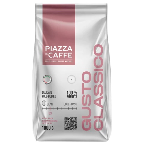 Кофе в зернах 1000г PIAZZA DEL CAFFE Gusto Classico