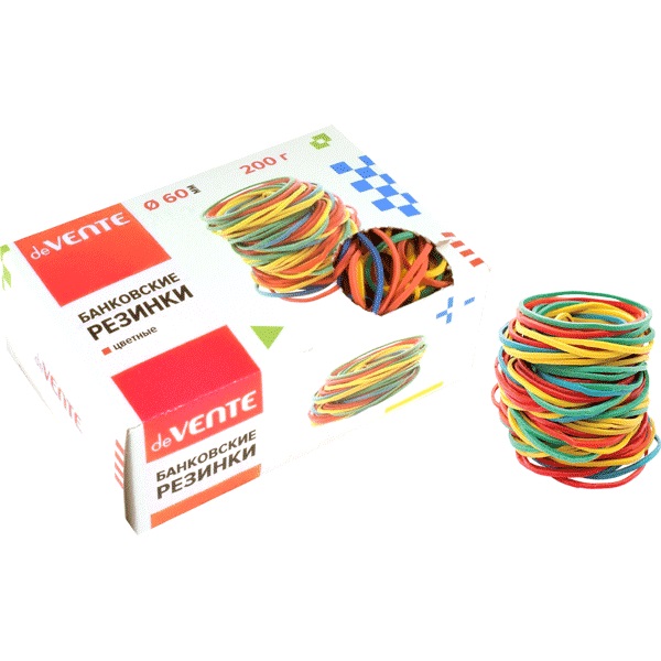 Резинки банковские универсальные 200гр, диаметр 50мм, deVENTE ассорти