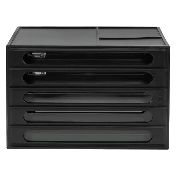 2_Блок из 4 закрытых лотков для бумаги, настольный, СТАММ 225_340_250мм, черный