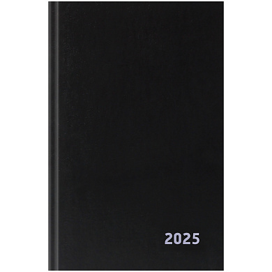 Ежедневник 2025 А5 BG, бумвинил, черный 168л