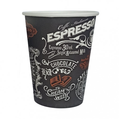 Стакан бумажный однослойный Кофе меню 400мл 50шт