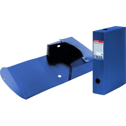 Короб архивный А4 70мм, на кнопке, с карманом, пластик 0,8мм deVENTE, синий
