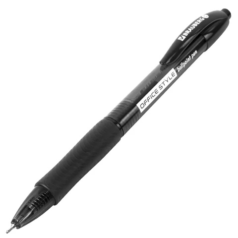 5_Ручка шариковая масляная, 0,7мм BRAUBERG Office Style ЧЕРНАЯ, прозрачный корпус