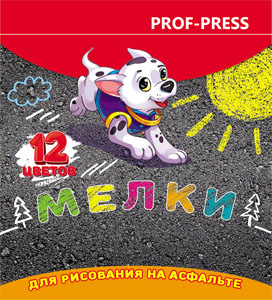 Мел цветной, НАБОР 12шт PROF-PRESS, квадратный, для рисования на асфальте