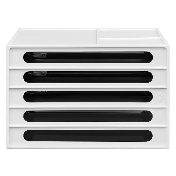 2_Блок из 4 закрытых лотков для бумаги, настольный, СТАММ 225_340_250мм, белый