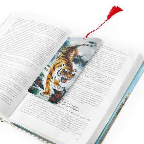 4_Закладка для книг с линейкой, 3D-объемная BRAUBERG Бенгальский тигр, с декоративным шнурком