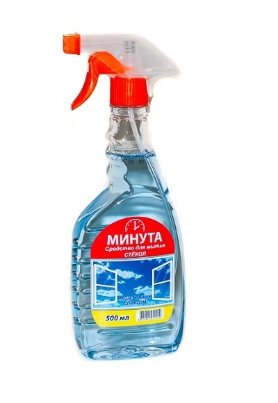 Средство для очистки стекол и зеркал 500мл МИНУТА с нашатырным спиртом, с распылителем