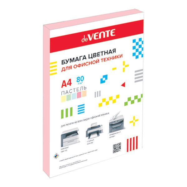 Бумага цветная А4 80 г_м2 розовая пастель (Pastel Pink) 50л deVENTE
