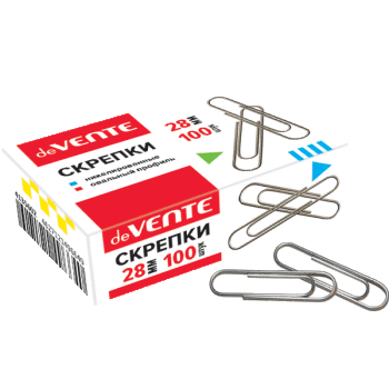 Скрепки 28мм никелированные 100шт deVENTE
