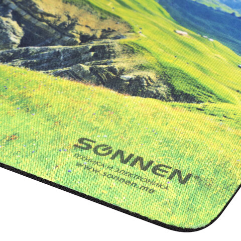 4_Коврик для мыши SONNEN Mountains, резина+ткань, 260_220_3мм