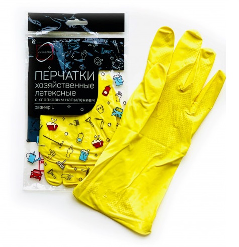 Перчатки латексные XL с х_б напылением Континент