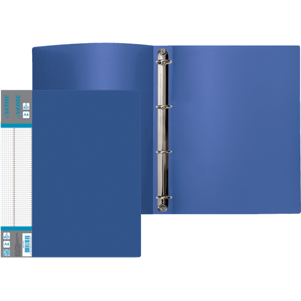 2_Папка на 4 кольцах, корешок 30мм, пластик 0,6мм, deVENTE Daily, синяя