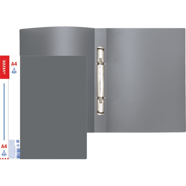 Папка на 2 кольцах, корешок 25мм, пластик 0,6мм, deVENTE Daily, серая
