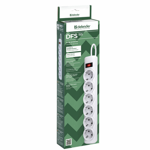 3_Сетевой фильтр DEFENDER ES 6 розеток, 5м, белый