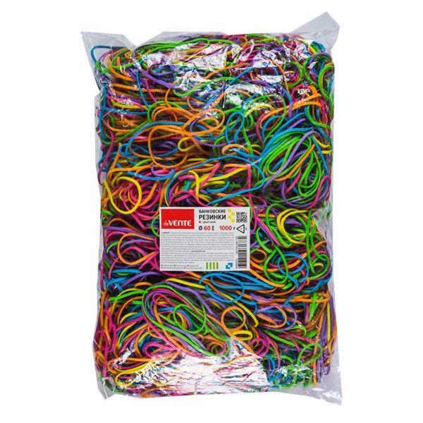 Резинки банковские универсальные 1000гр deVENTE, диаметр 60мм, ассорти