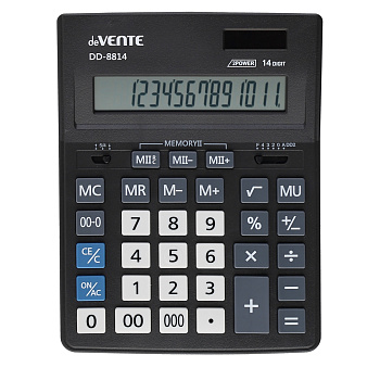 Калькулятор 14 разрядов deVENTE DD-8814, 155*205*38мм, двойное питание