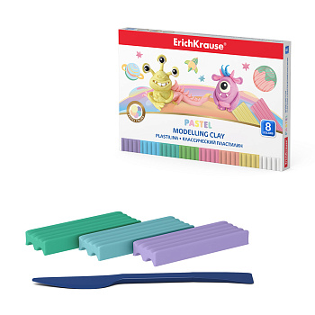 Пластилин 8цв 144г ErichKrause Cosmic Monsters Pastel, со стеком