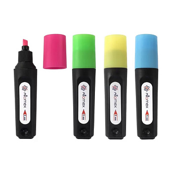 Набор маркеров текстовыделителей ATTOMEX 1-5мм, 4 цвета