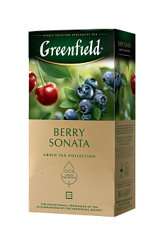 Чай пакетированный GREENFIELD Berry Sonata, зеленый с вишней, черникой, клубникой, 25п*1,5г