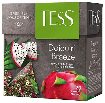Чай в пирамидках TESS Daiquiri Breeze, зеленый ароматом имбиря и драгон фрута, 20п*1,8г