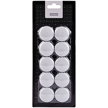 Магниты для досок 30мм 10шт OfficeSpace, белые