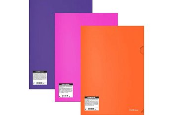 _Папка-уголок A4 0,18мм, непрозрачный плотный пластик ErichKrause Soft Caribbean Sunset, ассорти