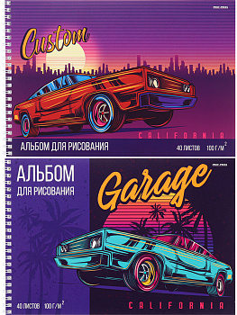 Альбом для рисования А4 40л, гребень PROF-PRESS Автомобиль в Калифорнии, ассорти