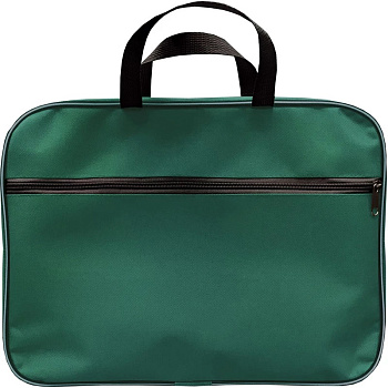 Папка на молнии с ручками А4 LAMARK, наружный карман, текстиль, зелёная