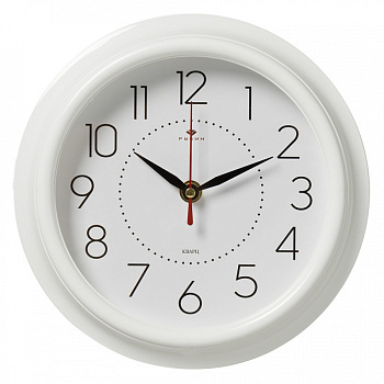 Часы настенные РУБИН Класика, круг, белые, белая рамка, 21*21*4см