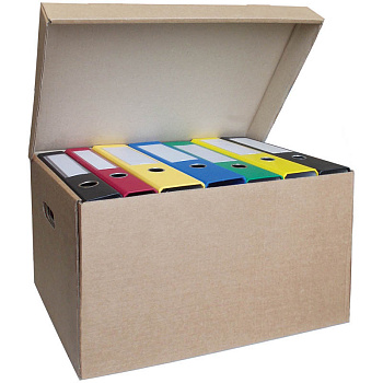 Короб архивный картонный 295*480*325мм, с откидной крышкой, гофрокартон OfficeSpace Делопроизводство