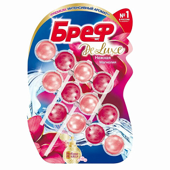 Освежитель для туалета подвесной твердый 3*50г БРЕФ De Luxe Нежная магнолия