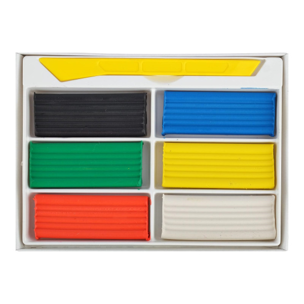 2_Пластилин восковой 6цв 90г GLOBUS, со стеком