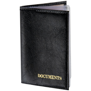 Бумажник водителя STAFF Profit Documents, экокожа, тиснение, 6 пластиковых карманов, черный