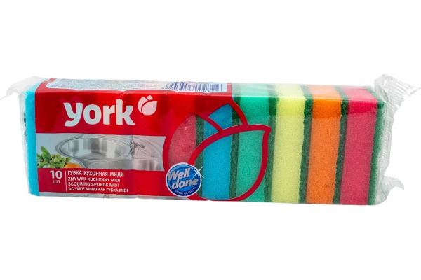 3_Губка для мытья посуды 10шт, 25_80_50мм YORK MIDI