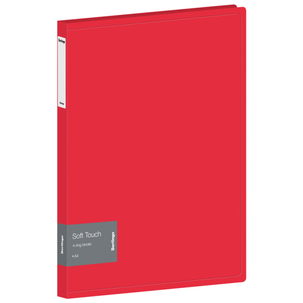 Папка на 4 кольцах, корешок 24мм, пластик 700мкм,  Berlingo Soft Touch, 24мм, красная