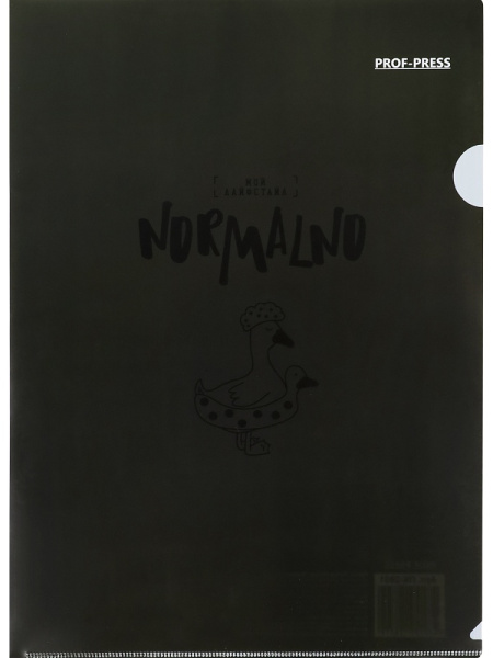 Папка-уголок A4 0,18мм, плотный пластик PROF-PRESS Нормально, черная