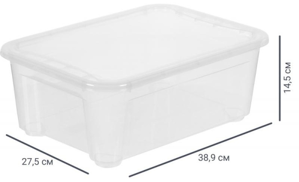 5_Контейнер для хранения 10л, 389x145x275 мм deVENTE, прозрачный с крышкой