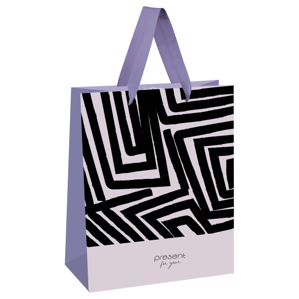 Пакет подарочный ламинированный 18_10_23см MESHU Black stripes