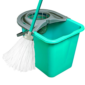 Набор для уборки YORK, ведро 14л с отжимом, швабра с веревочной хлопковой насадкой 110см