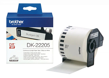 Кассета с наклейками Brother DK22205 62мм*30м черный на белом, оригинальная