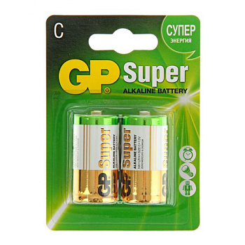 Батарейка (C) LR14-алкалиновая GP Super, 2шт на блистере