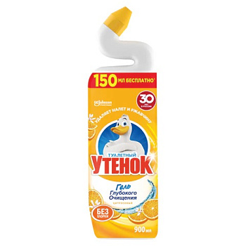 Чистящее средство 900мл ТУАЛЕТНЫЙ УТЕНОК Гель глубокого очищения Цитрусовый